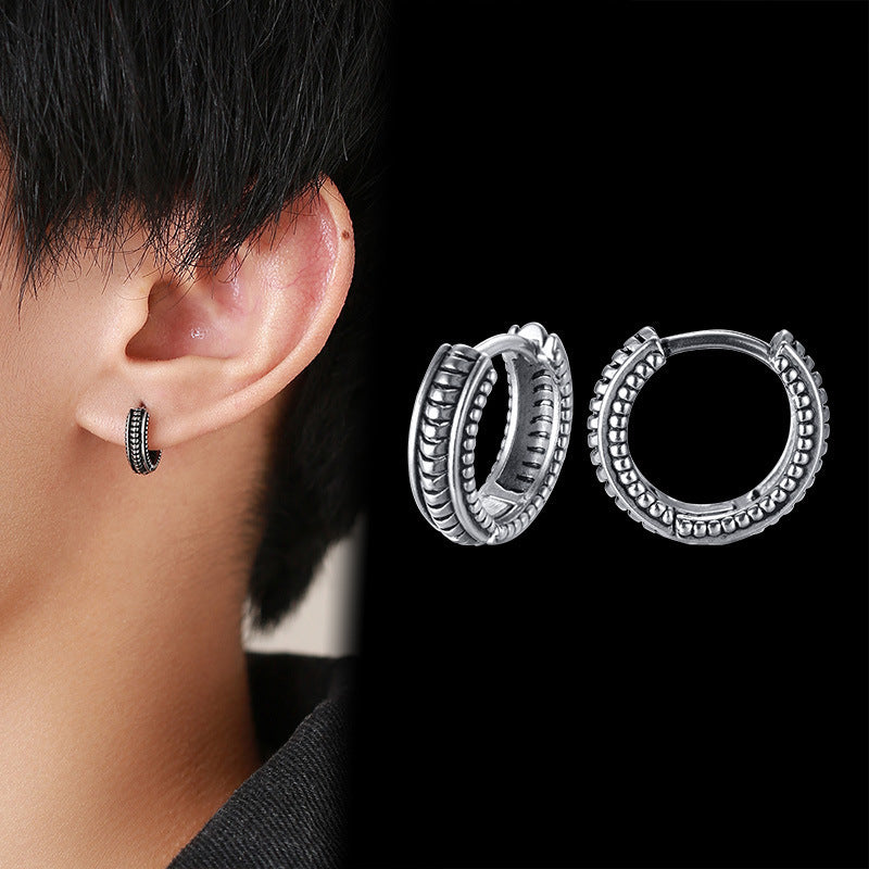 Vintage Textured Single Hoop Earring — Four Designs