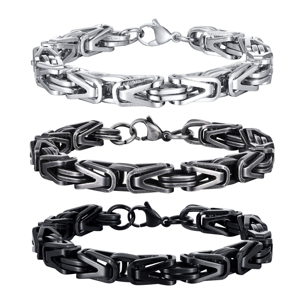 Vintage Black Stainless Steel Bracelet for Men