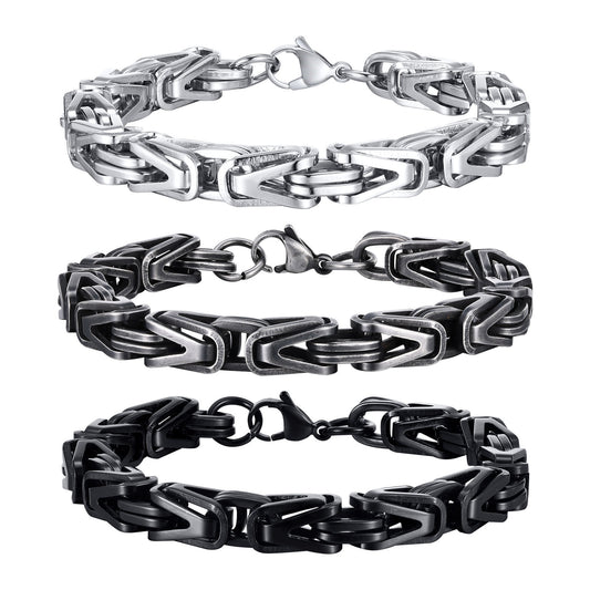 Vintage Black Stainless Steel Bracelet for Men