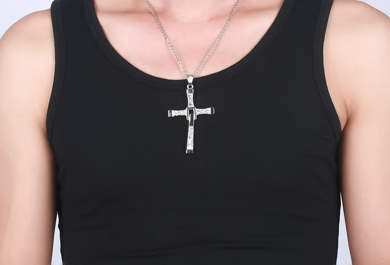 Cross-Border European And American Men's Jewelry Cross Pendant Necklace Zircon Hip-Hop Accessories For Men