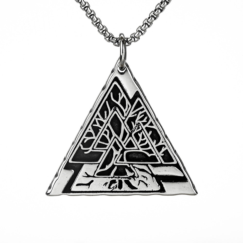 European And American Jewelry Wholesale Titanium Steel Men's Pendant Necklace Retro Viking Tree Of Life