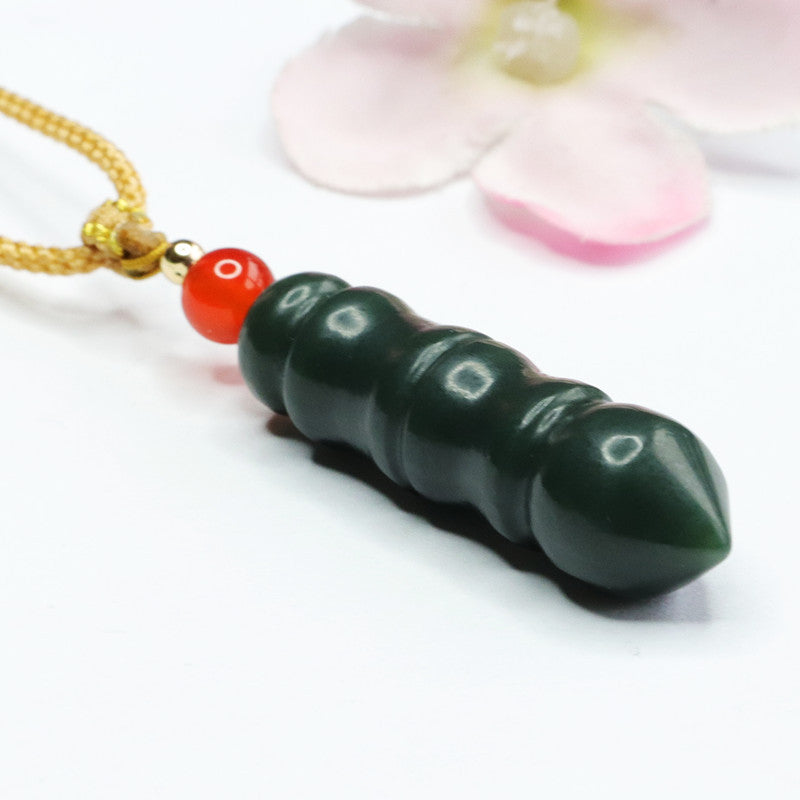 Taqing Hetian Jade Calligraphy Brush Pendant