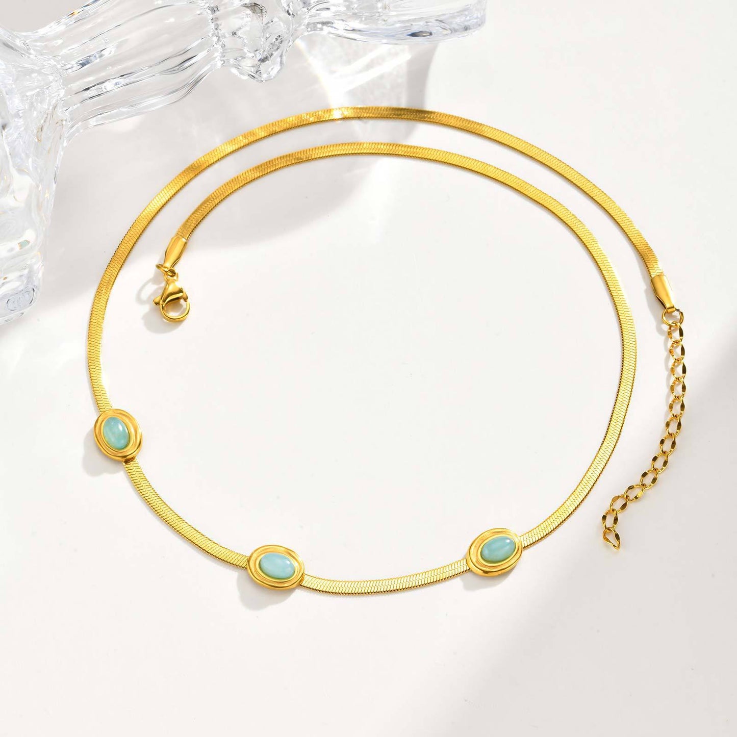 Stainless Steel Turquoise Blade Necklace Female Gift Collarbone Chain