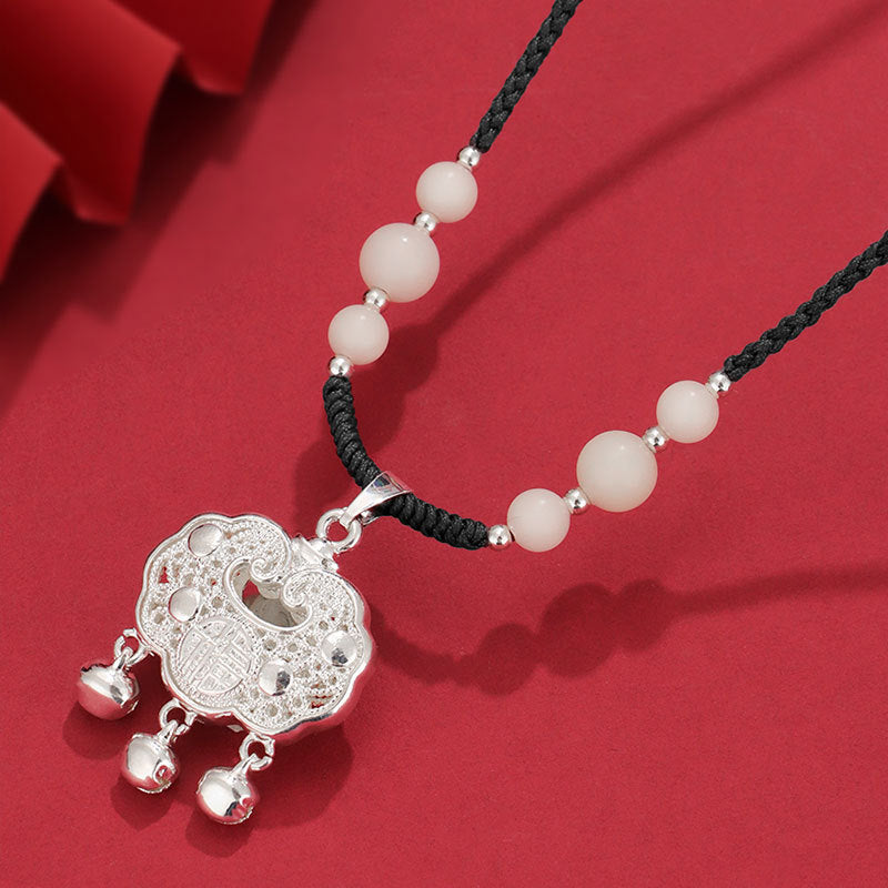 Red Cord Bodhi Ruyi Lock Necklace