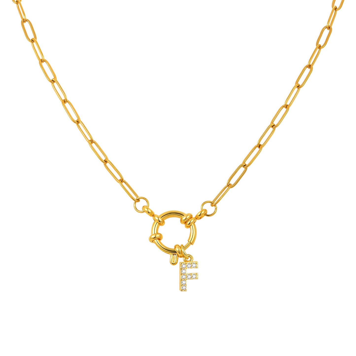 Name Letter Stainless Steel Small Square Chain Bubble Buckle Copper 26 Letter Necklace