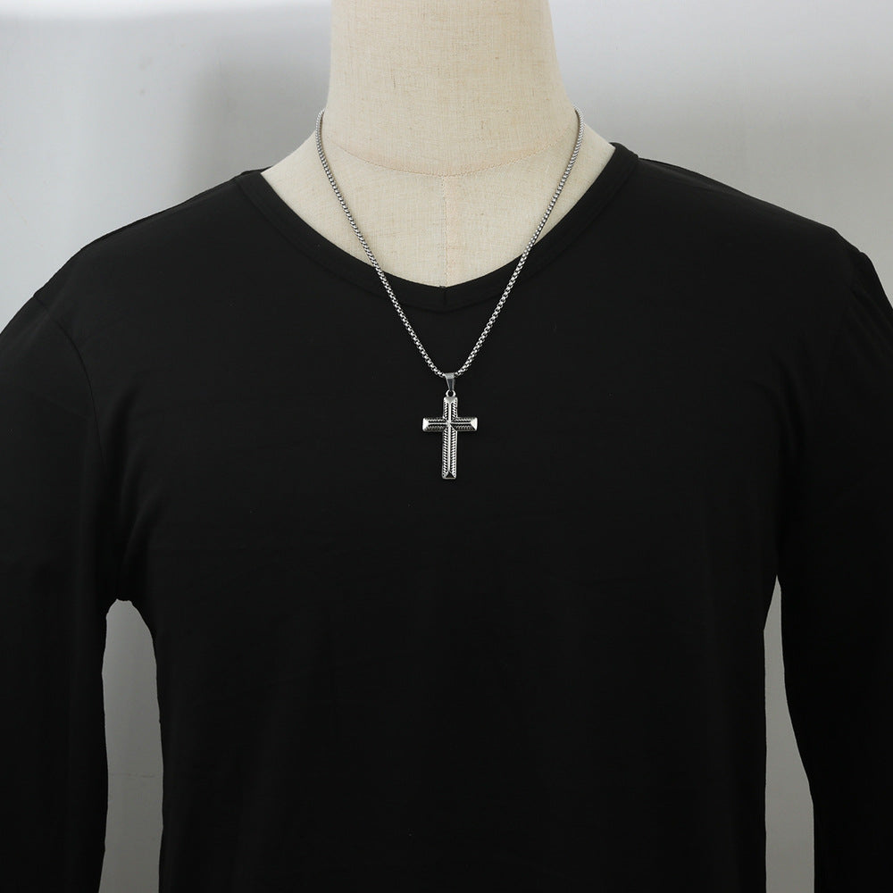 European And American Stainless Steel Cross Pendant For Men