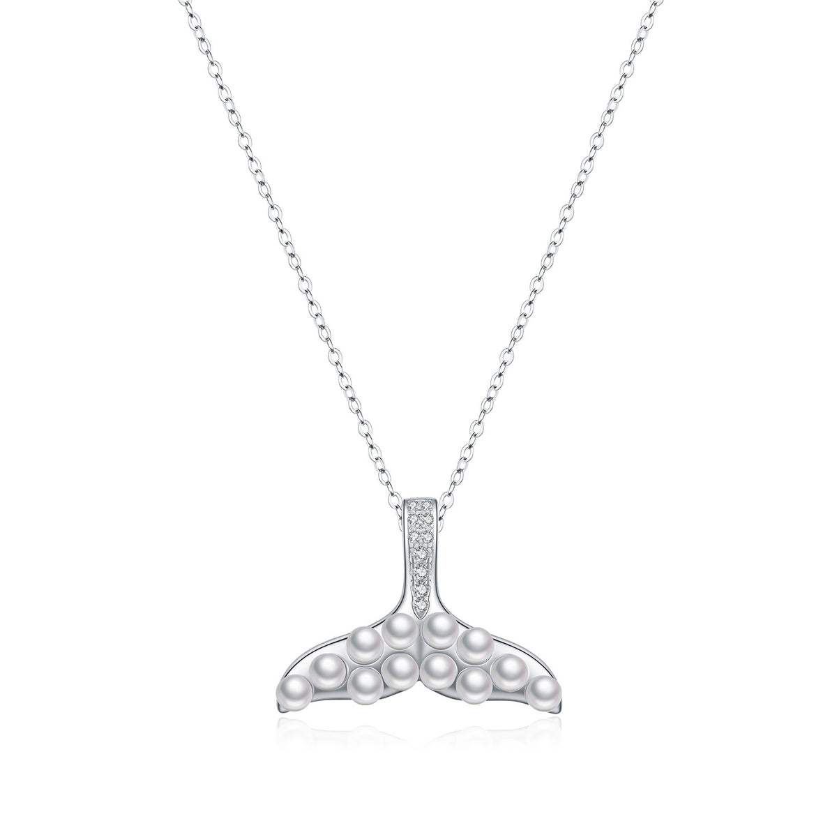 925 Sterling Silver Pearl Mermaid Tail Necklace