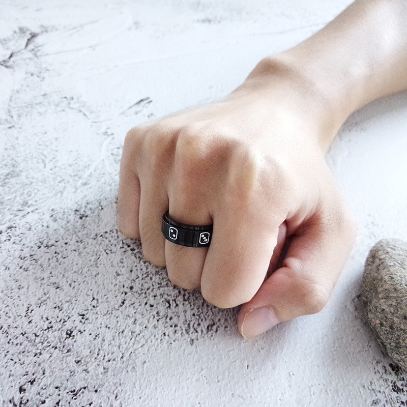 8MM Titanium Steel Rotatable Dice Inner Lasha Ring for Men