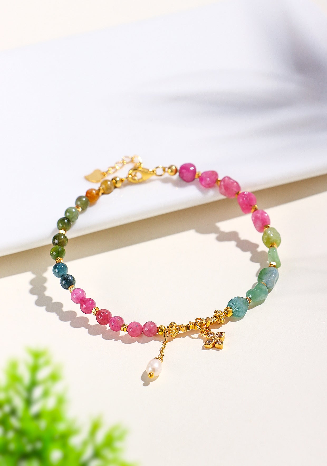 Planderful Fortune's Favor Bracelet – Vibrant Tourmaline and Pearl Design
