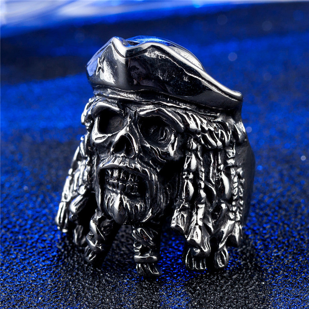 Planderful Titanium Pirate Skull Ring For Unisex Wearers Durable Iconic Captain Design Bold Protection Statement