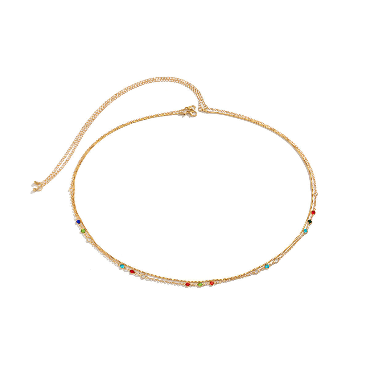 Elegant Sequin Box Chain Jewelry Set with Waist Chain