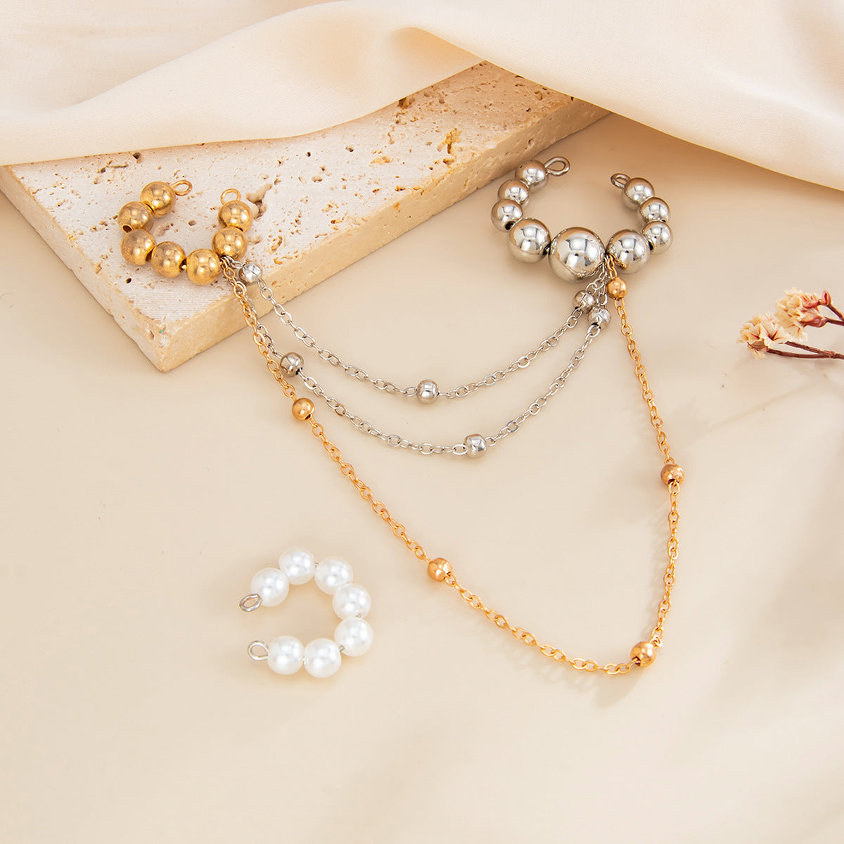 Planderful Vienna Verve Imitation Pearl Ear Clips Set For Women With Retro Beaded Tassel Clip On Earrings