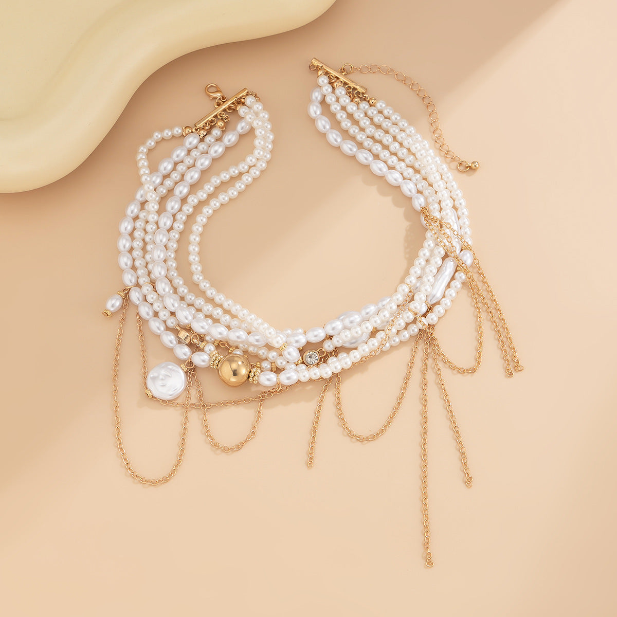 Pearl-Style Bead Tassel Choker