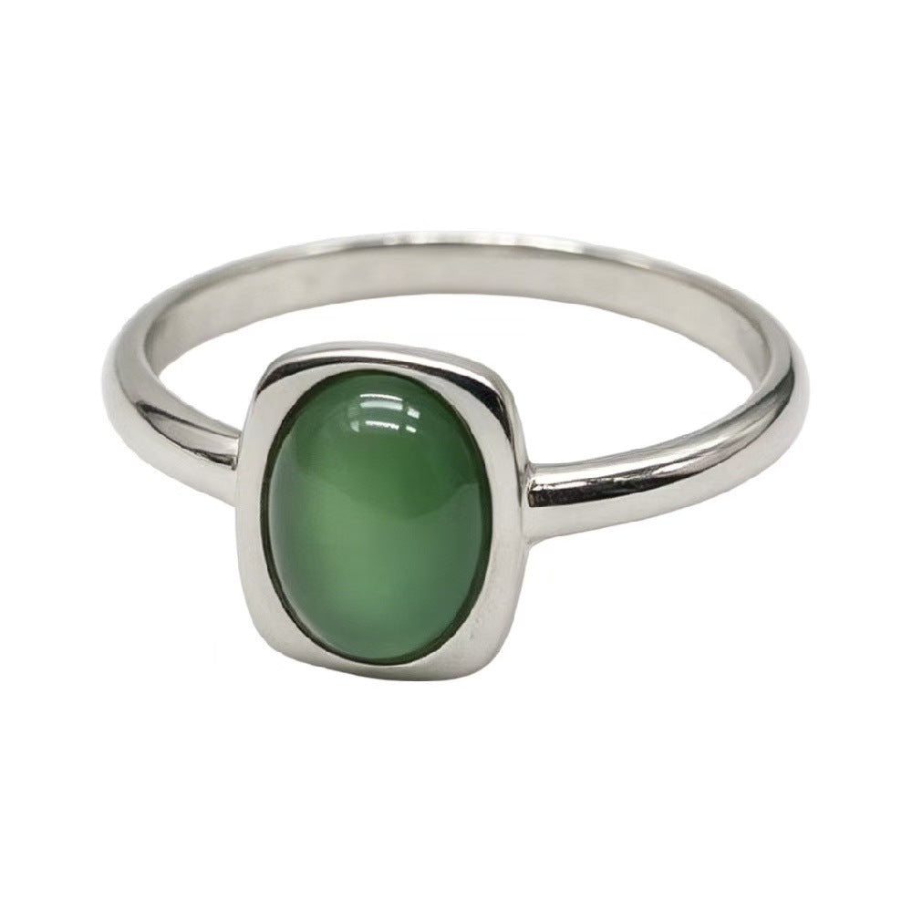Colored Stone Titanium Steel Ring