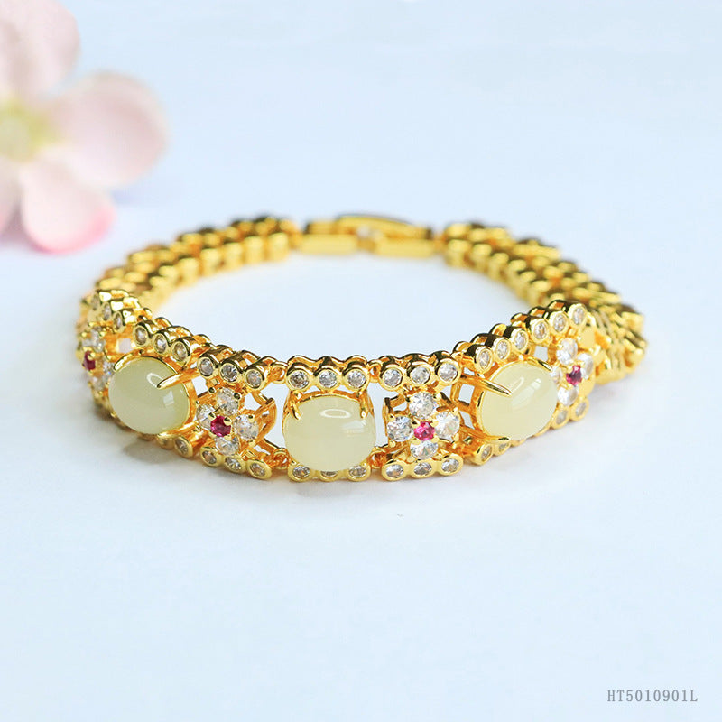 Qingshui Hetian Jade Wheat Motif Bracelet