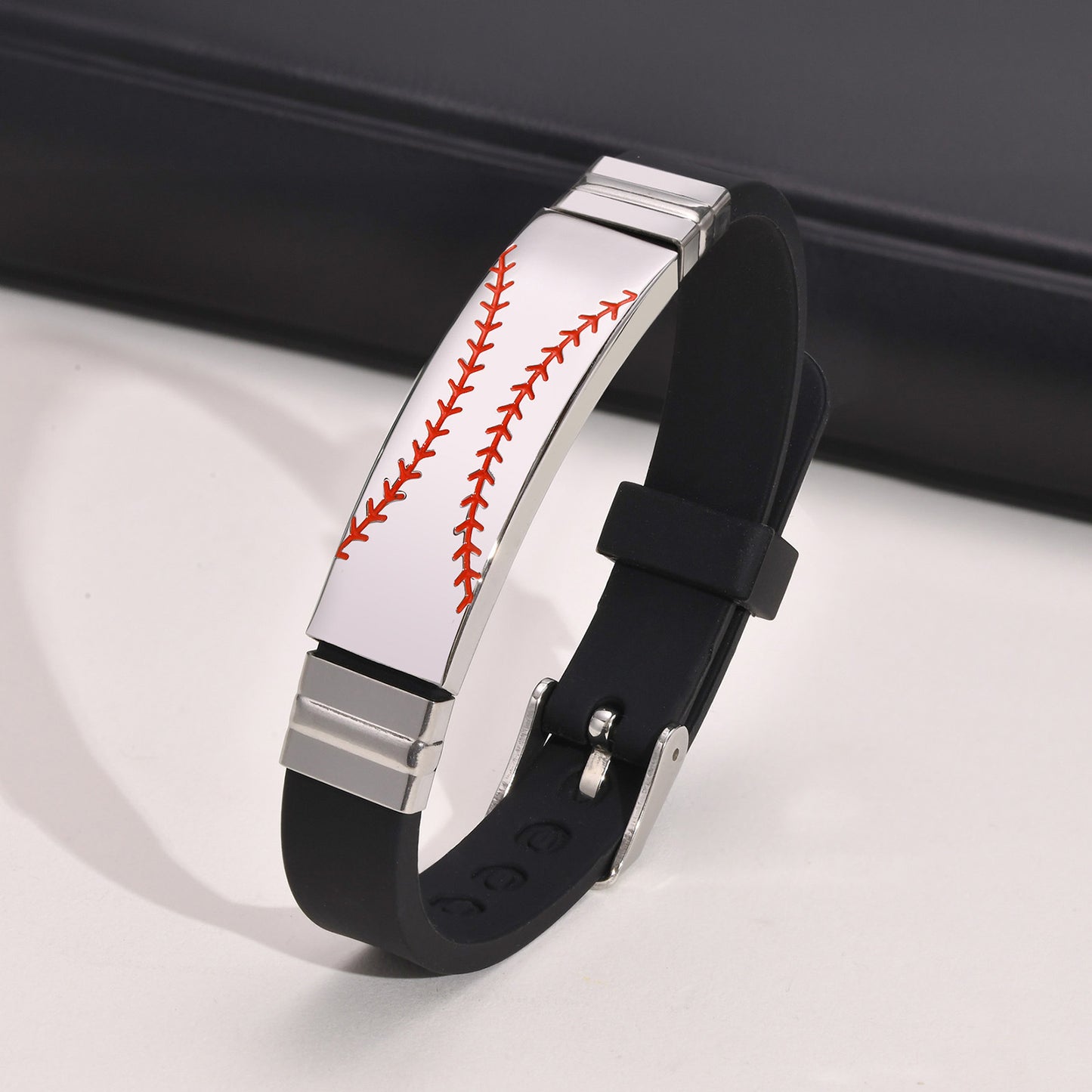 Planderful Stainless Steel Men Bracelet Baseball Pattern