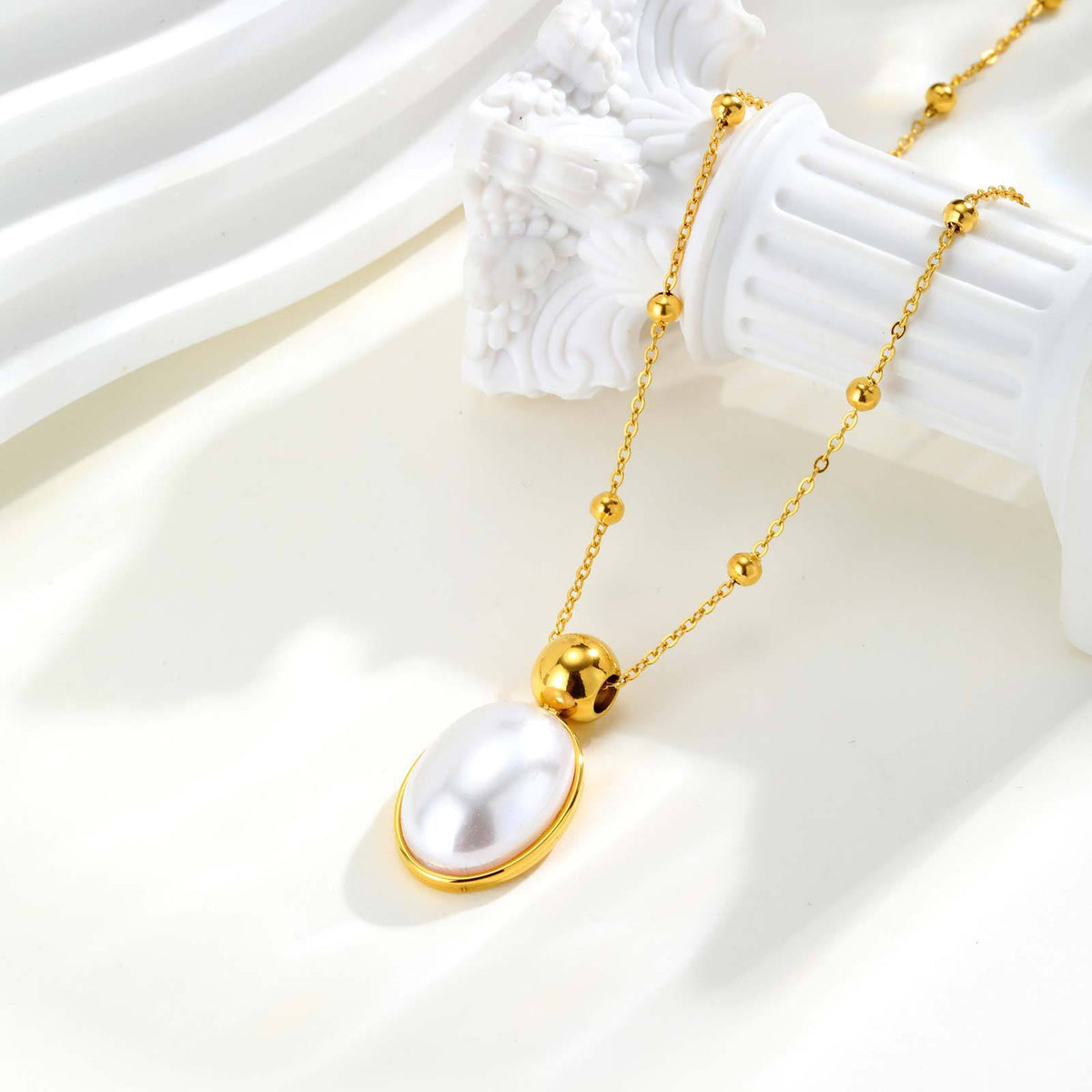 Stainless Steel Pearl Heart Necklace