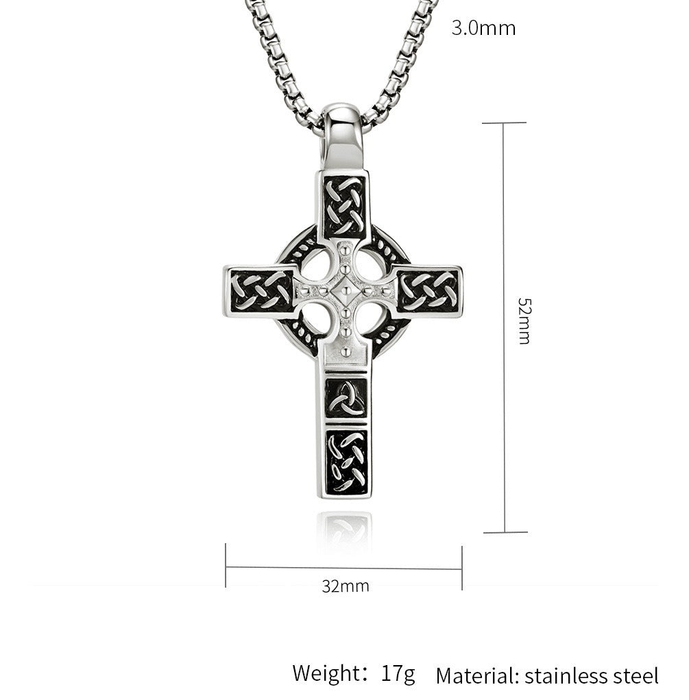 Planderful Celtic Knot Cross Pendant Necklace Unisex Durable Steel For Modern Elegance Gift