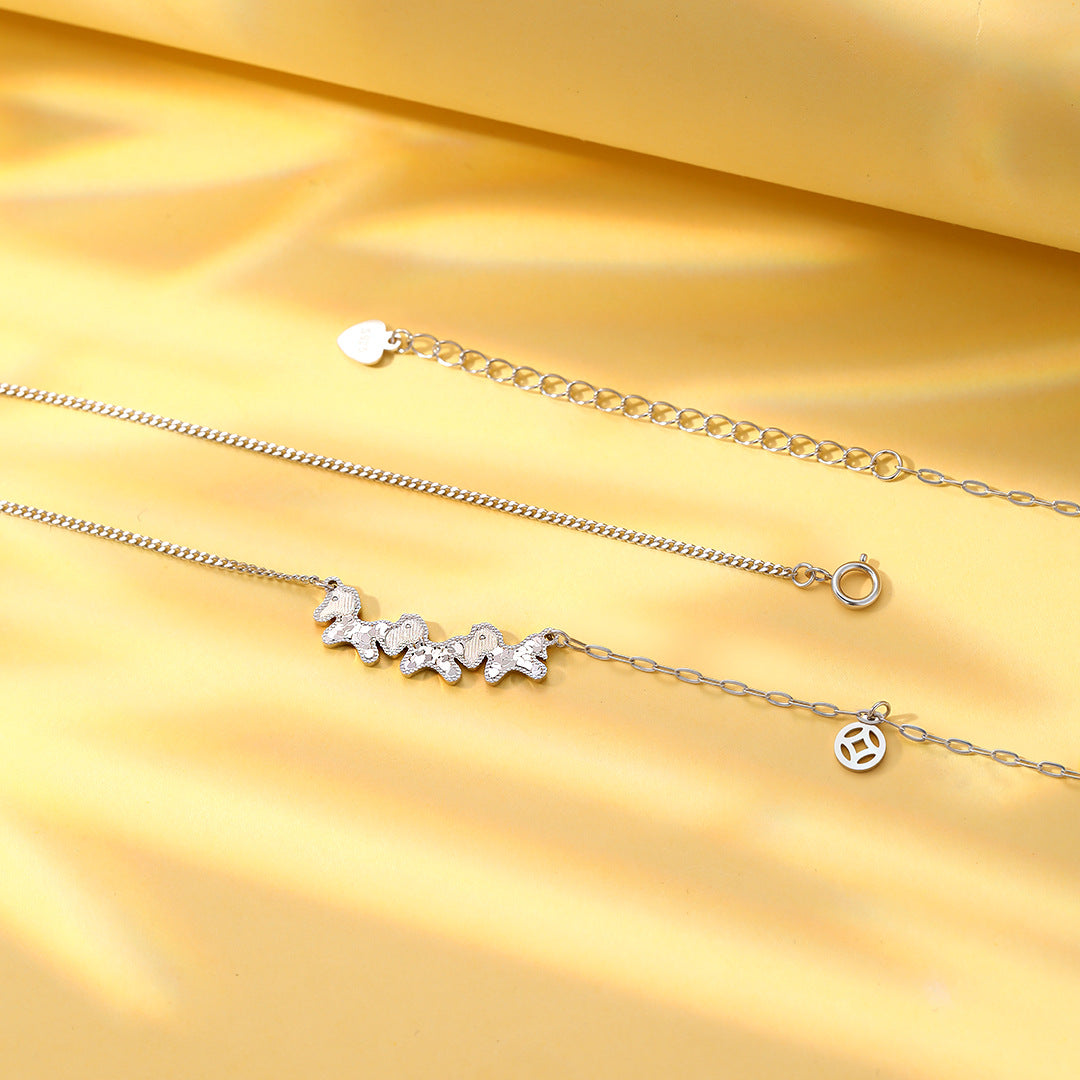S925 Sterling Silver Zodiac Horse Necklace