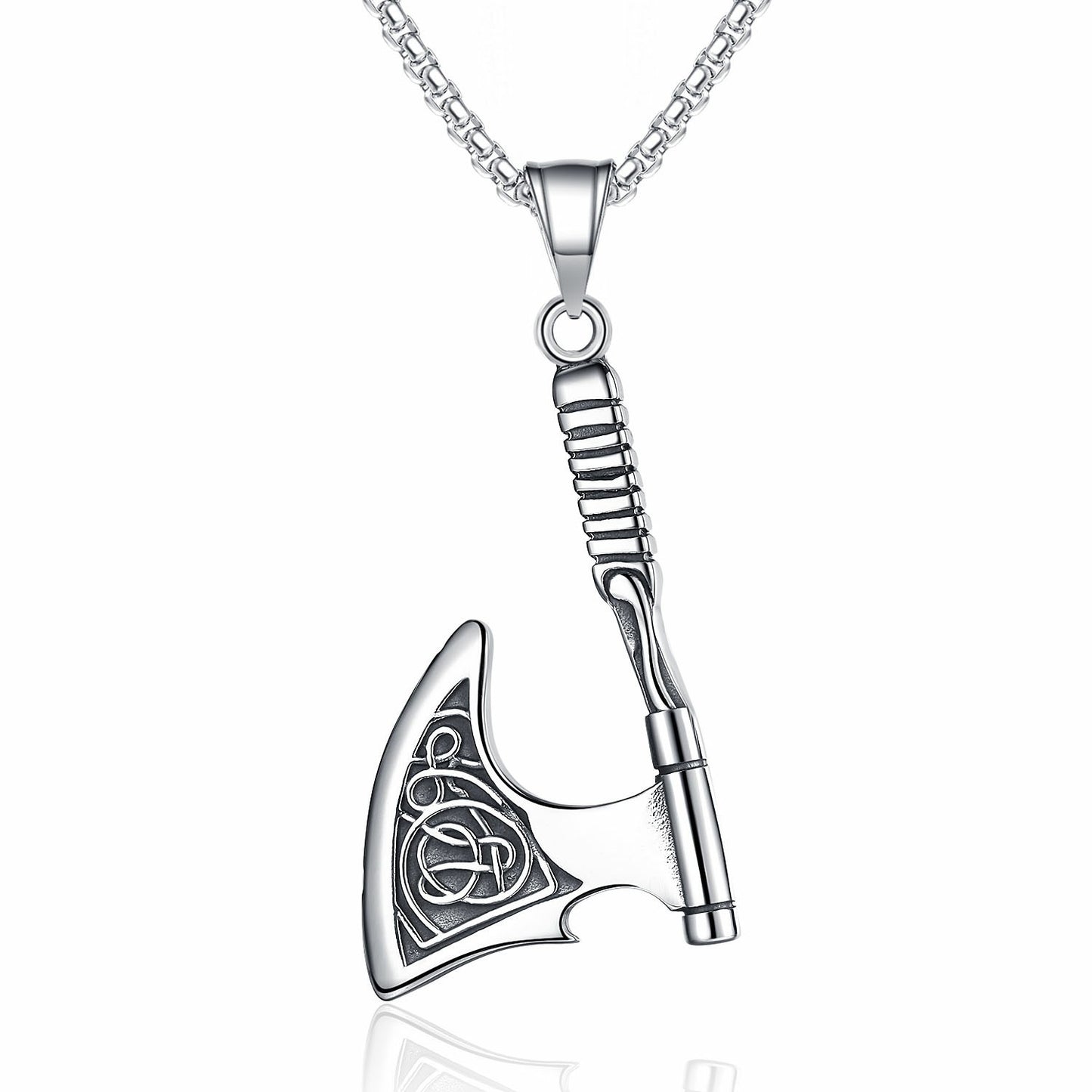 Steel Necklace - Vintage Viking Axe Pendant for Men