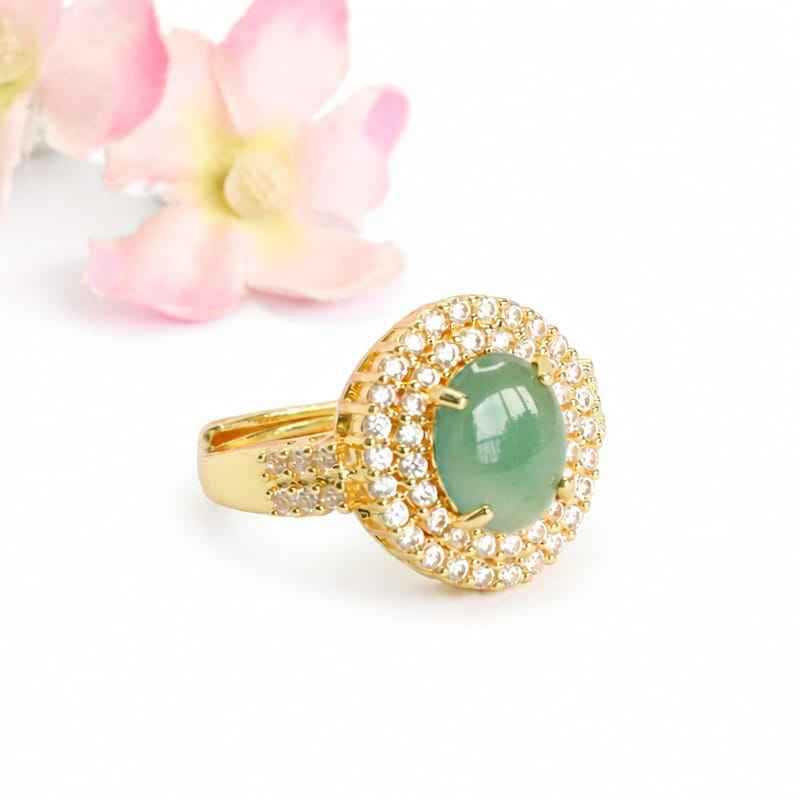 Blue-Water Jadeite Cabochon Ring