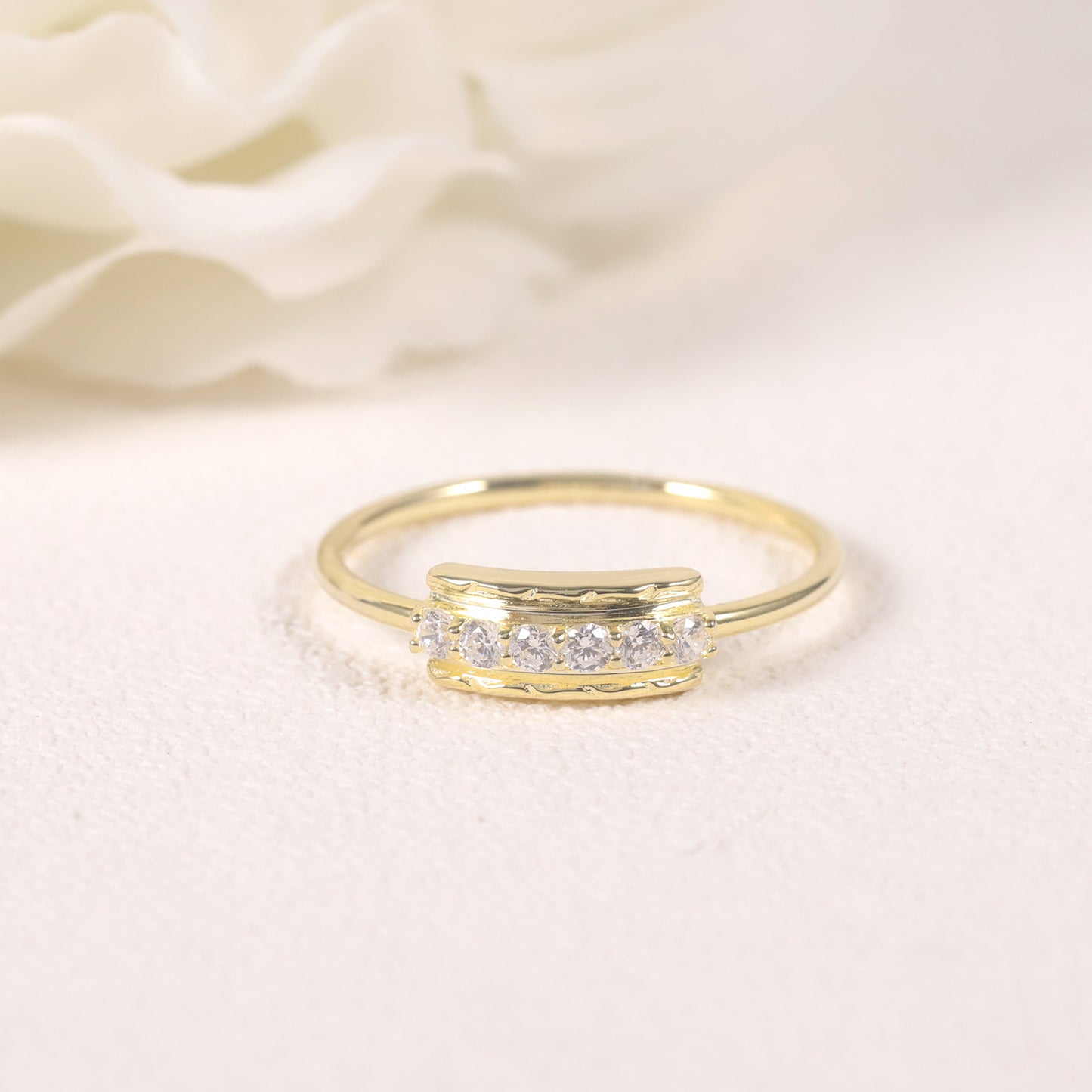 European And American Style Ring S925 Sterling Silver Inlaid With Moissanite Golden Dawn Series Gold Ring