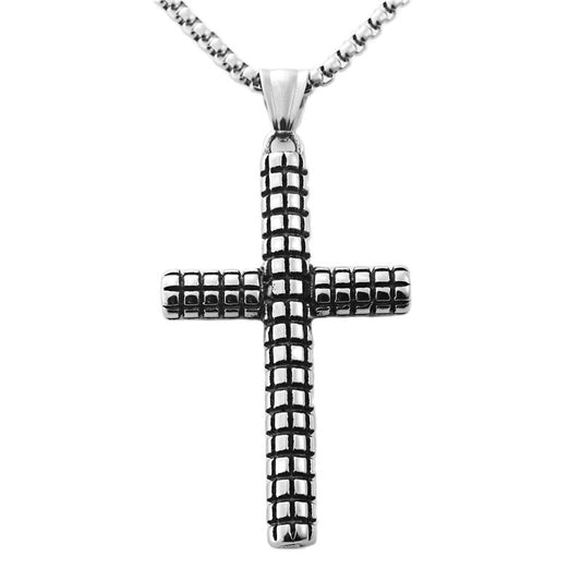 Personalized Titanium Steel Square Cross Pendant Necklace for Men - Retro Punk Trendy Design