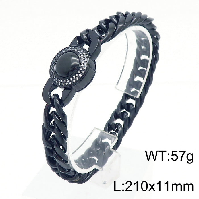 Bracelet Of The – Cnc Zircon Cuban Chain Titanium Steel Men's