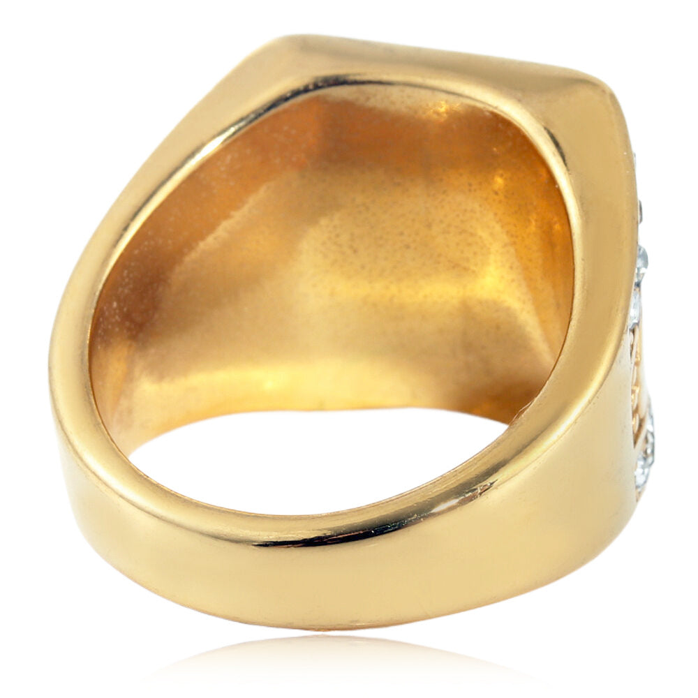 Titanium Steel Retro Square Red Stone Ring for Men - Trendy Accessories in European and American Style