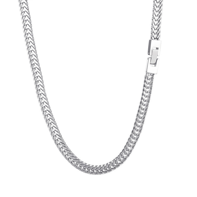 Versatile Stainless Steel Encrypted Whip Chain Necklace, And Popular Buckle Titanium Steel Chain