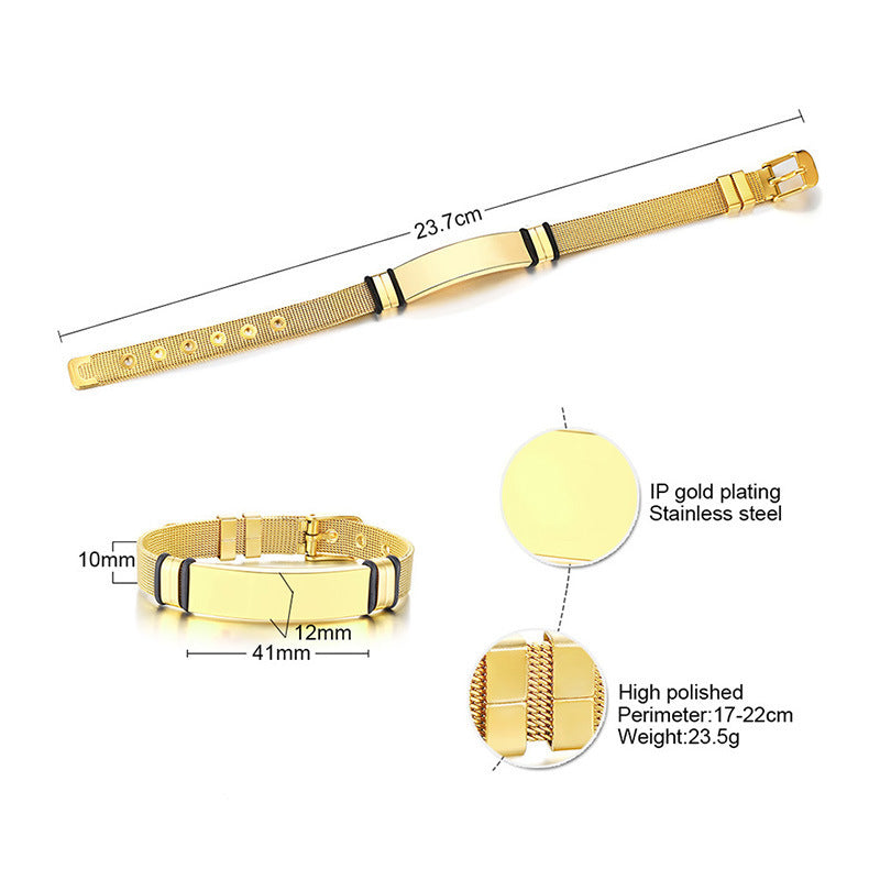 Stainless Steel Mesh Curved Brand Bracelet for Men