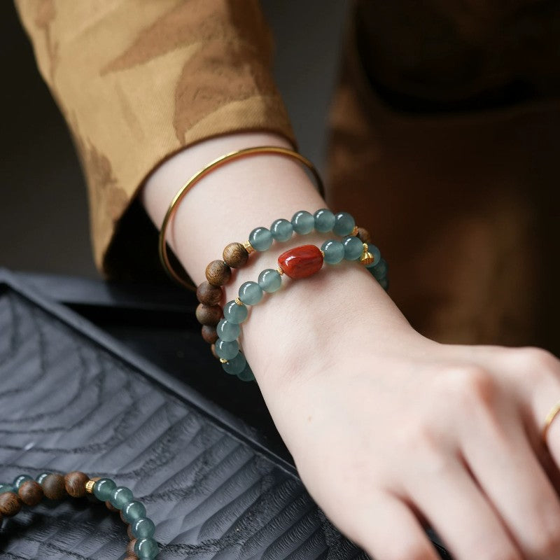 Chalcedony Agarwood Double-Wrap Bracelet