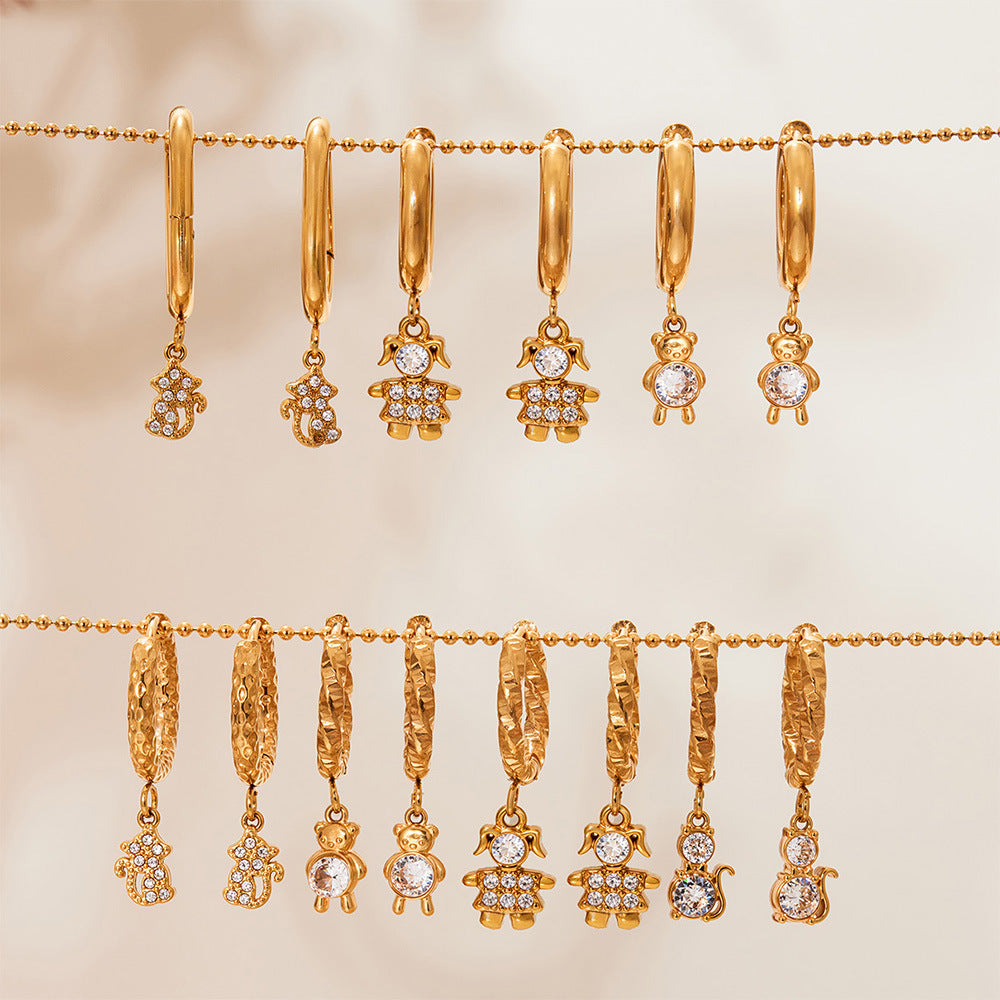 Planderful 18K Gold Plated Zircon Animal Earrings Women