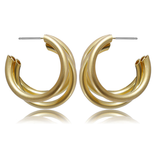 European and American Cross Border Jewelry: Retro and Diverse Geometric Earrings with Simple Stars and Imitation Pearl Accents for Women