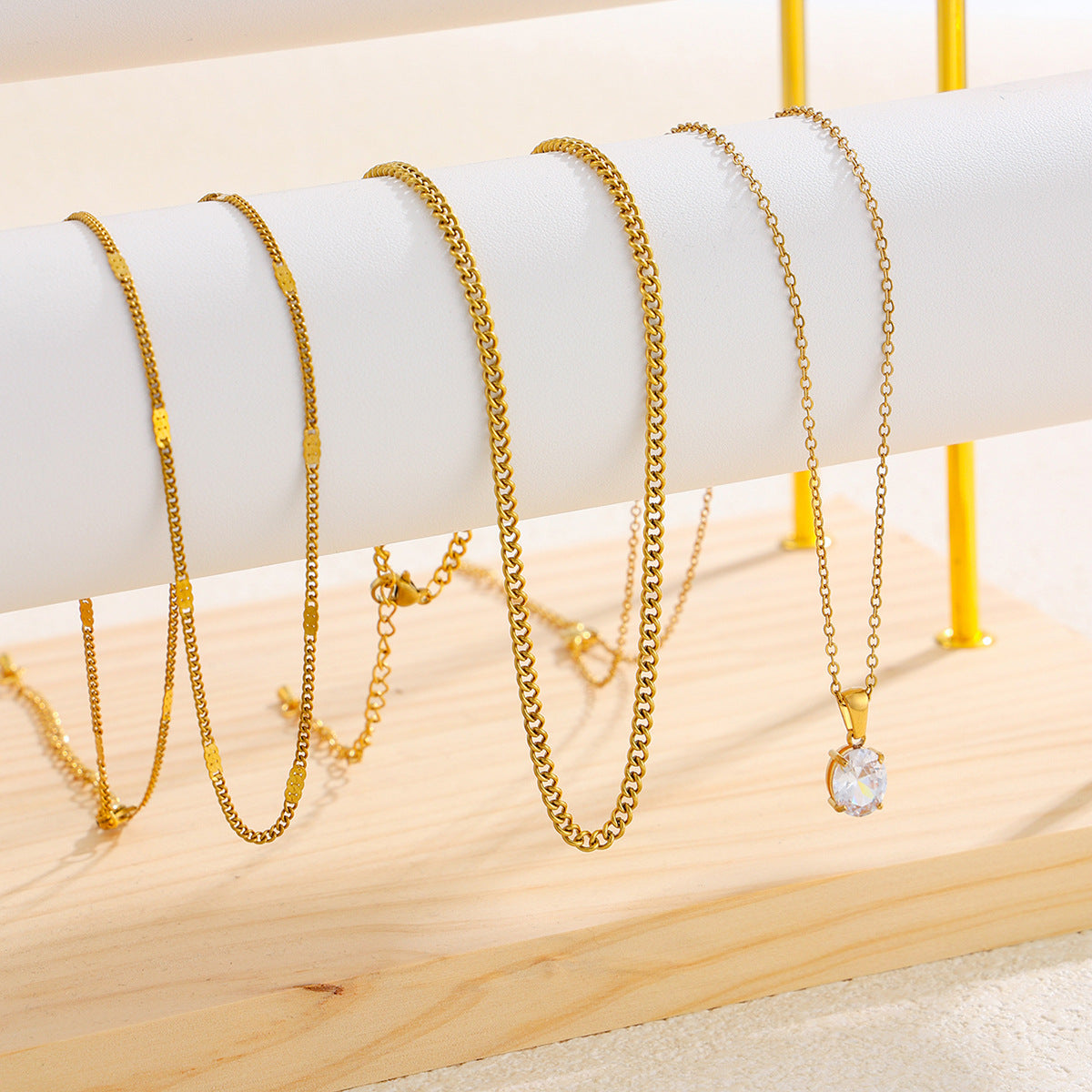 Europe And The United States Stacked Stainless Steel Snake Bone Chain Necklace