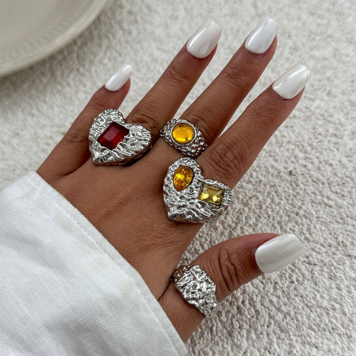 Planderful Vienna Verve Lava Love Ring For Women Geometric Zircon Statement Jewelry