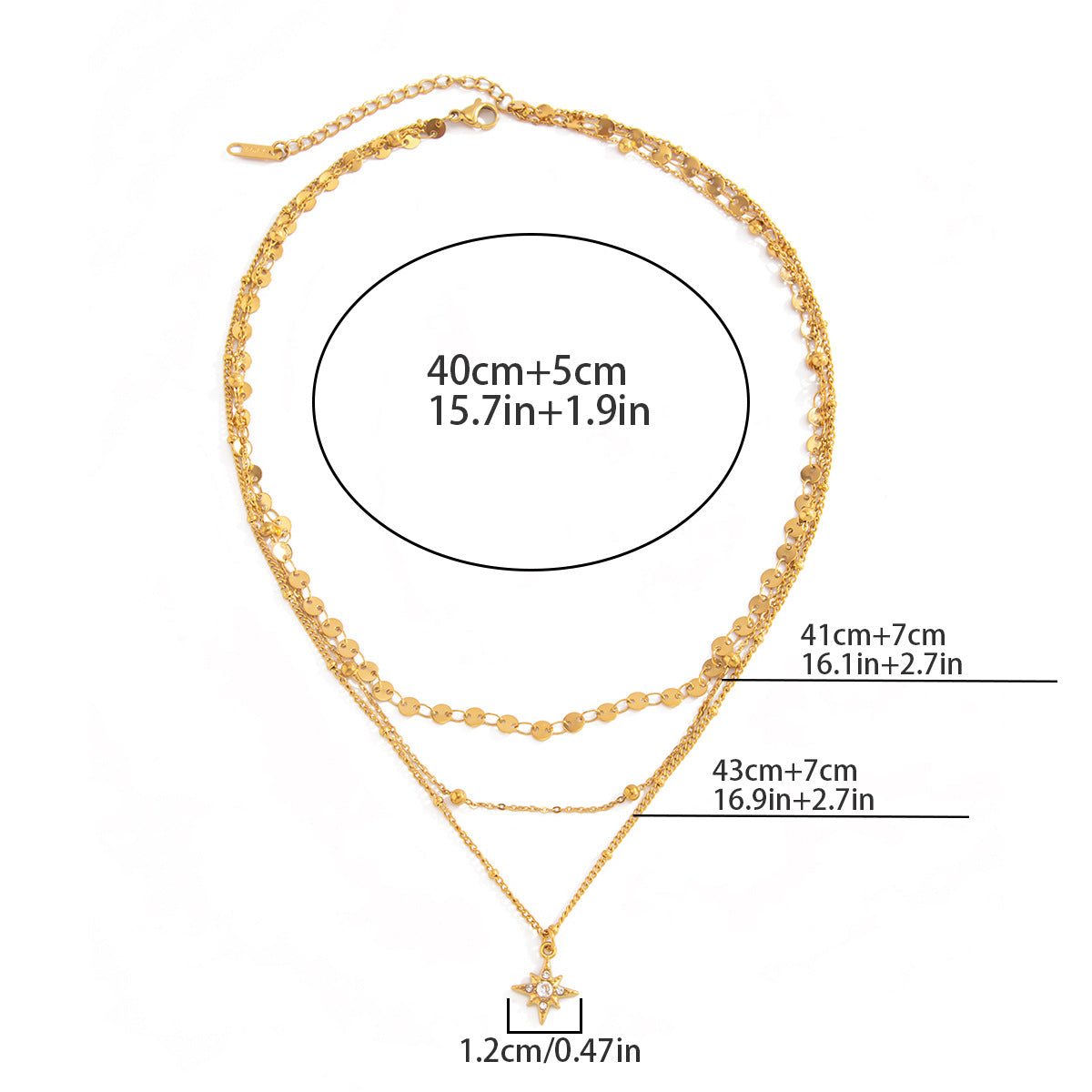 Eight-Point Star Layered Stainless Steel Necklace