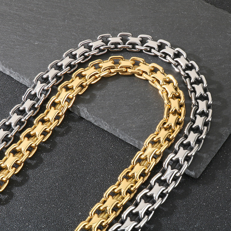 Retro Hollow Neck Chain Titanium Steel Men Necklace