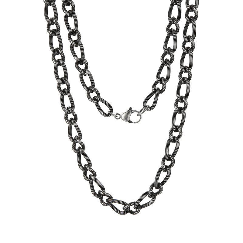 Snake Pattern Vacuum Plating Stainless Steel Men's Horizontal Twist Necklace