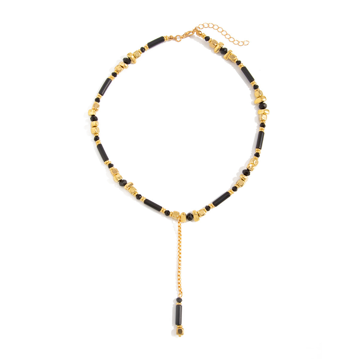 Cold Wind Splicing Round Bead Y-Shaped Collarbone Necklace French Beaded Retro Neck