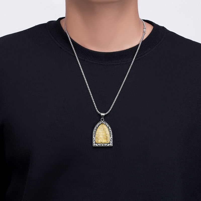 Steel Necklace – Elegant Guardian Amulet Pendant