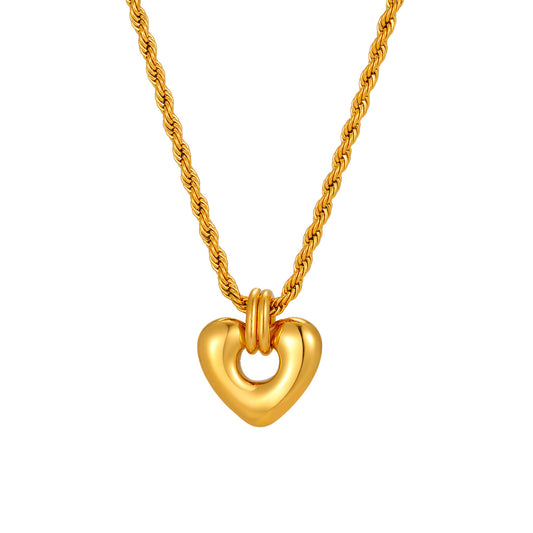 Stainless Steel Twist Chain Hollow Love Necklace Women's Collarbone Chain Necklace Gold