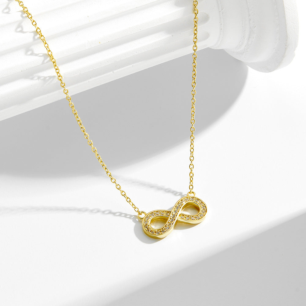 Planderful S925 Sterling Silver Infinity Necklace With Micro Zircon Inlaid For Women