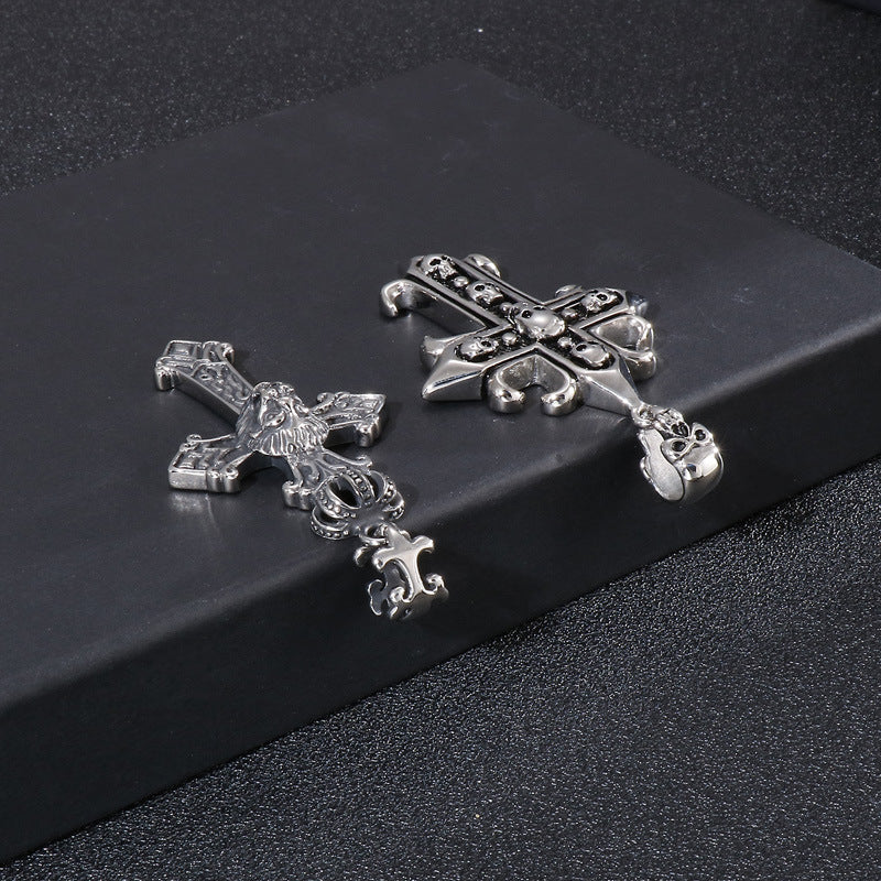 Titanium Steel Skull Tiger Head Pendant - Vintage Men's Necklace