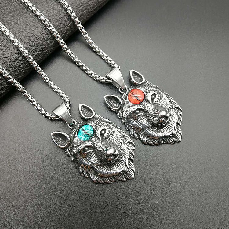 Steel Necklace – Vintage Viking Wolf Totem Design For Men With Bold Celtic Style By Planderful