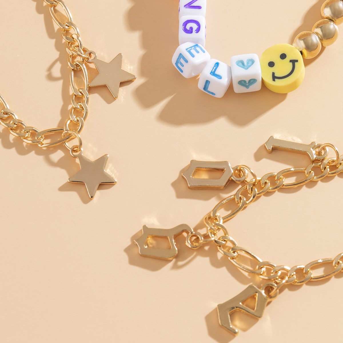 Planderful Vienna Verve Stackable Bracelets Set for Women with Fringed Smiley and Star Beads