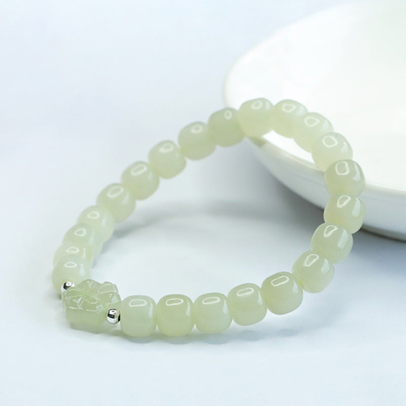 Qingshui Hetian Jade Petal Bead Bracelet