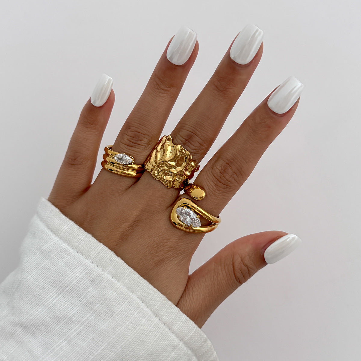Planderful Vienna Verve Open Joint Ring For Women With Zircon Accent Minimalist Statement Jewelry