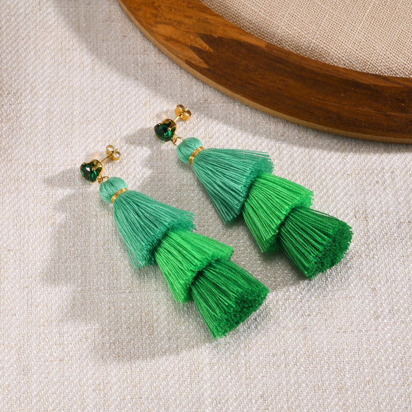 Various Stainless Steel Pomegranate Zircon Three-Color Earrings Women