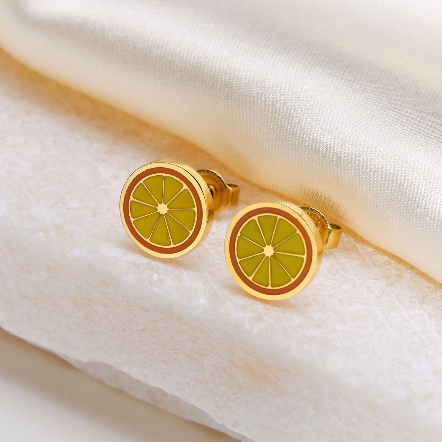 Stainless Steel Fashionable Fresh Epoxy Watermelon Clover Earrings